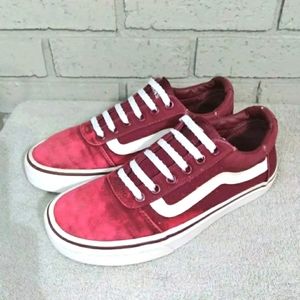 Vans Off The Wall Pink/Maroon Bleached Women's Size 7 Sneakers Low Lace Up